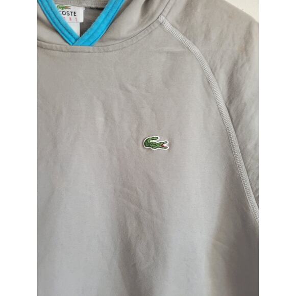 Lacoste Fleece hoodie Short Sleeve pullover Men's Sz 5 (L) Gray - Picture 2 of 11